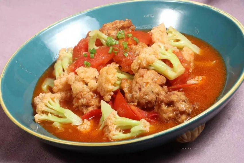 【家常菜】西红柿有机花菜小肉圆